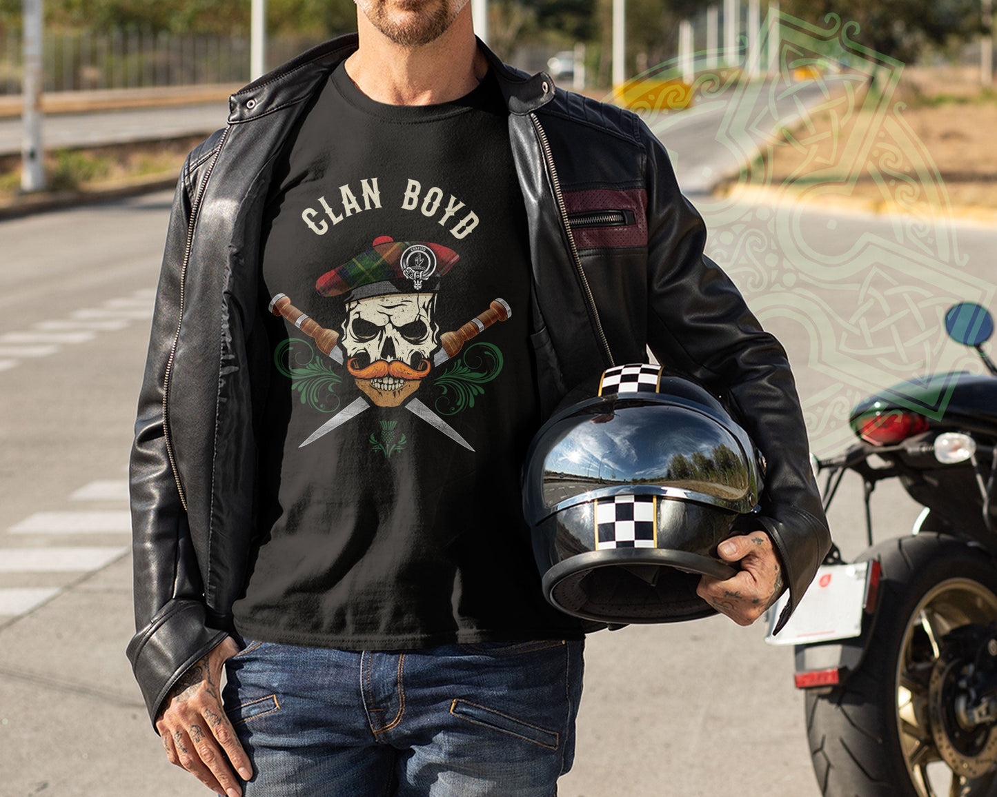 Clan Boyd Scottish Tartan Skull T-Shirt