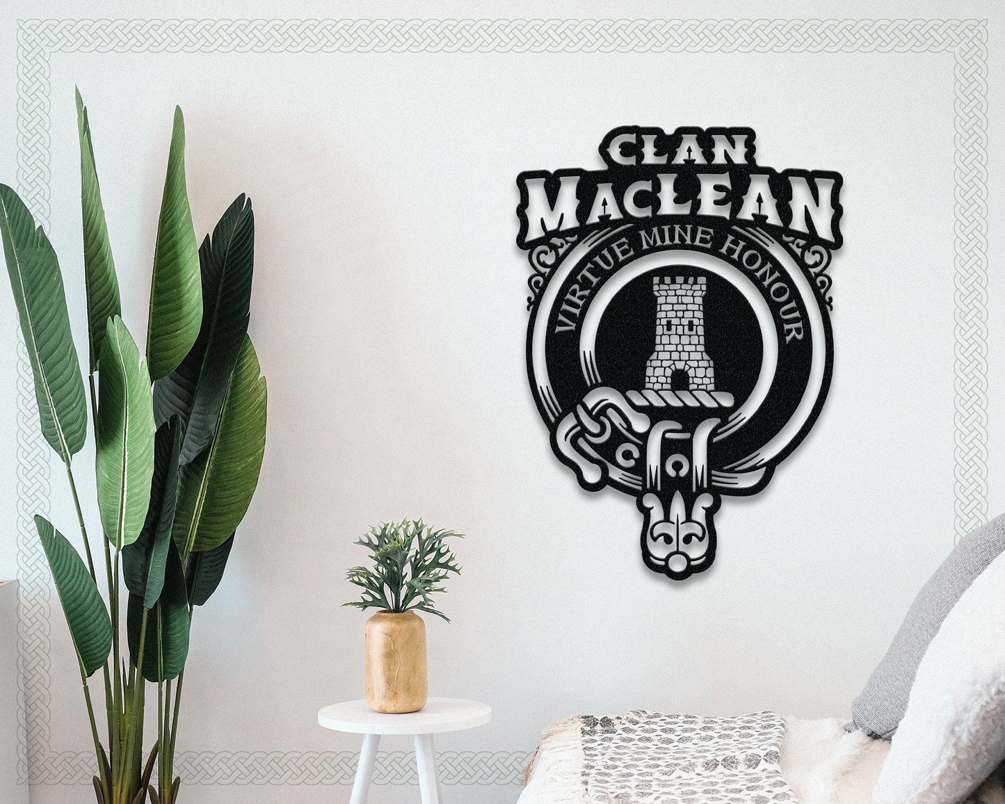 Clan Maclean Die-Cut Metal Sign with Scotland Clan Badge and Motto