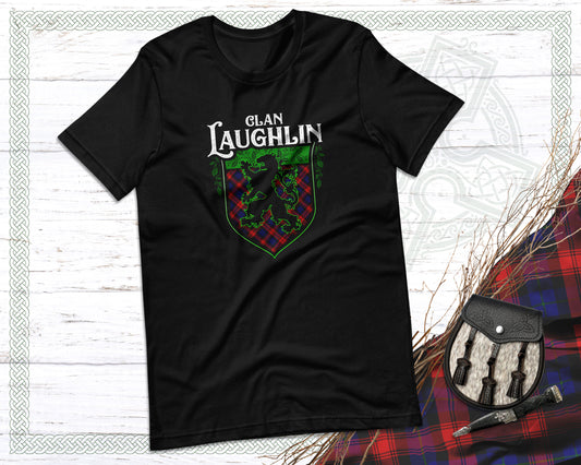 Clan Laughlin Scottish Tartan Lion Rampant T-Shirt