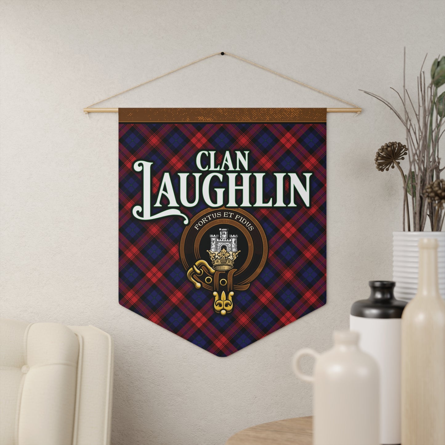 Laughlin Clan Scottish Tartan Pennant Banner