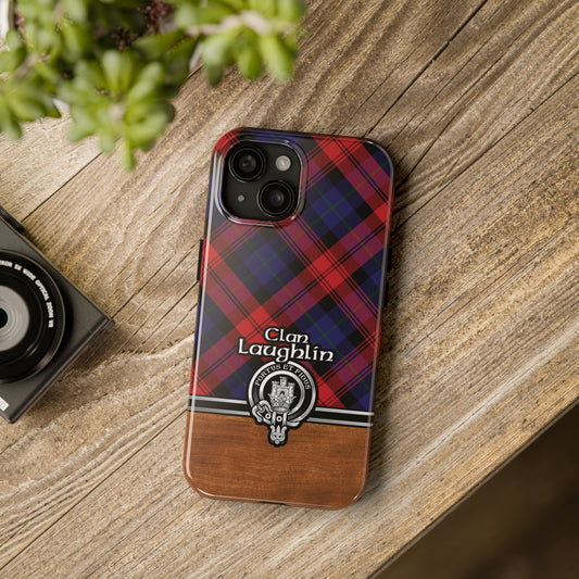 Clan Laughlin Scottish Tartan Glossy Case for iPhone | Samsung Galaxy Phone Case with Clan Crest Badge