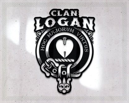 Clan Logan Die-Cut Metal Sign with Scotland Clan Badge and Motto