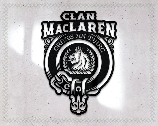 Clan Maclaren Die-Cut Metal Sign with Scotland Clan Badge and Motto